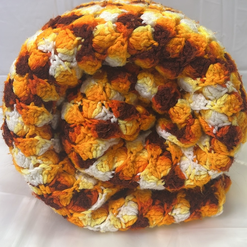 Throw crochet afghan 80 x45  Blanket Handmade